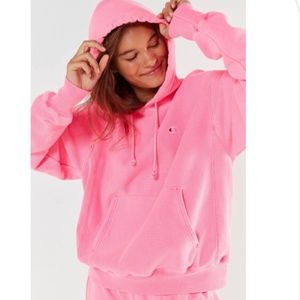 CHAMPION Neon  Pink Distressed Hoodie
